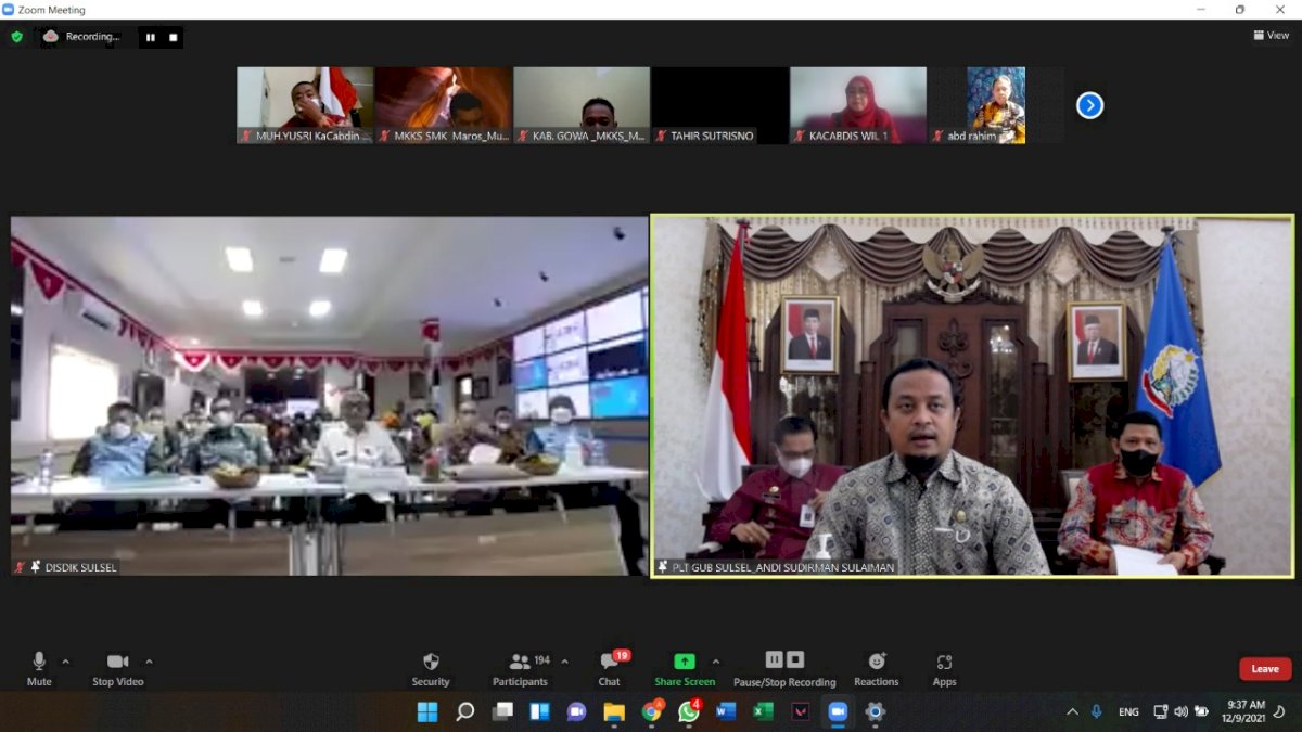 Beri Arahan Kepsek se-Sulsel, Andi Sudirman Minta Percepat Vaksinasi Tingkatkan Mutu Pendidikan