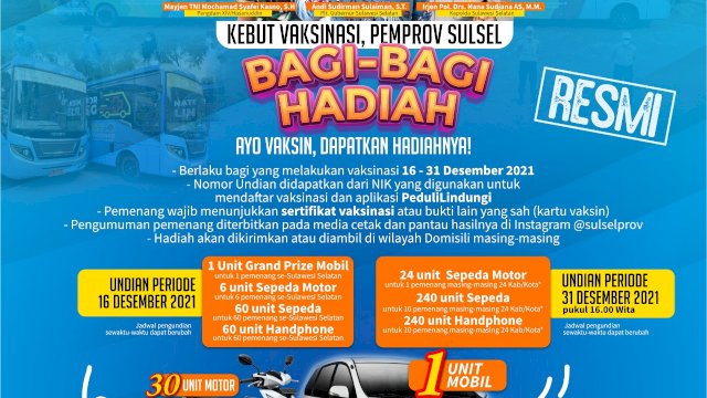 Vaksinasi berhadiah Mobil (Ist) 
