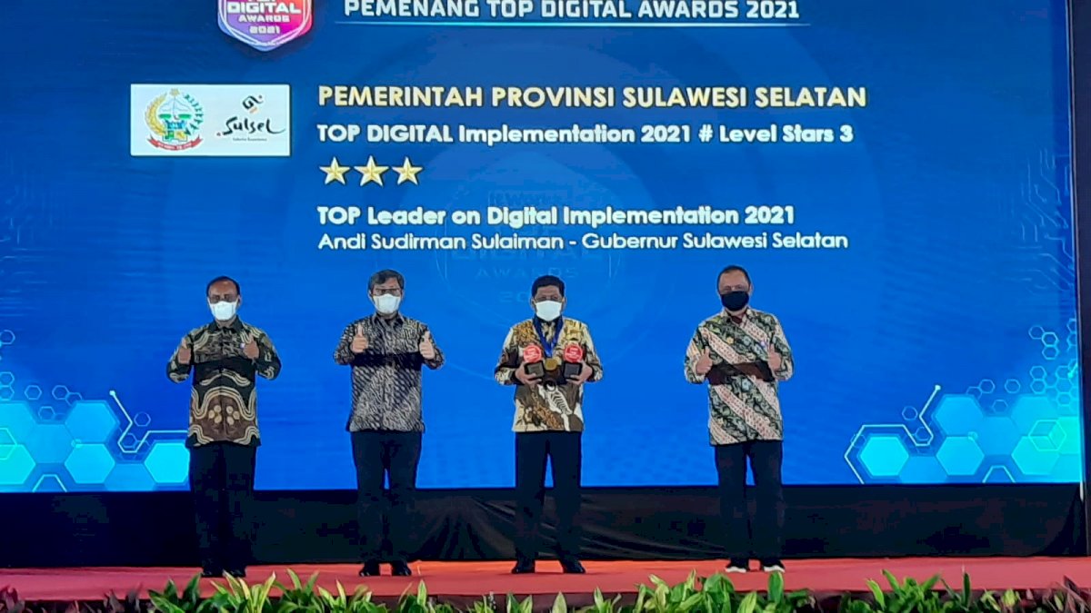 Sukses Manfaatkan Aplikasi Digital untuk Pelayanan Publik, Pemprov Sulsel Raih Penghargaan Top Digital Award 2021