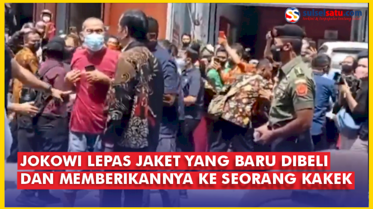 VIDEO: Momen Jokowi Lepas Jaket yang Baru Dibeli dan Memberikannya kepada Seorang Kakek