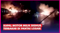 VIDEO: Kapal Motor Milik Dishub Terbakar di Pantai Losari