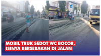 VIDEO: Mobil Truk Sedot WC Bocor, Isinya Berserakan di Jalan