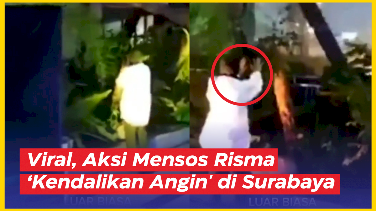 VIDEO: Viral, Aksi Mensos Risma ‘Kendalikan Angin’ di Surabaya