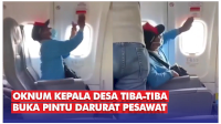 VIDEO: Detik-detik Oknum Kepala Desa Tiba-tiba Buka Pintu Darurat Pesawat