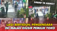 VIDEO: Lagi Berteduh, Pengendara Motor Ini Malah Diusir Pemilik Toko