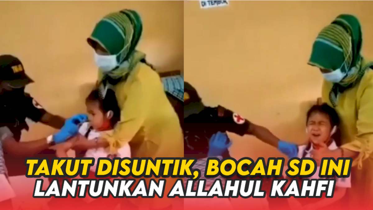 VIDEO: Takut Disuntik Vaksin, Bocah SD Ini Lantunkan Allahul Kahfi