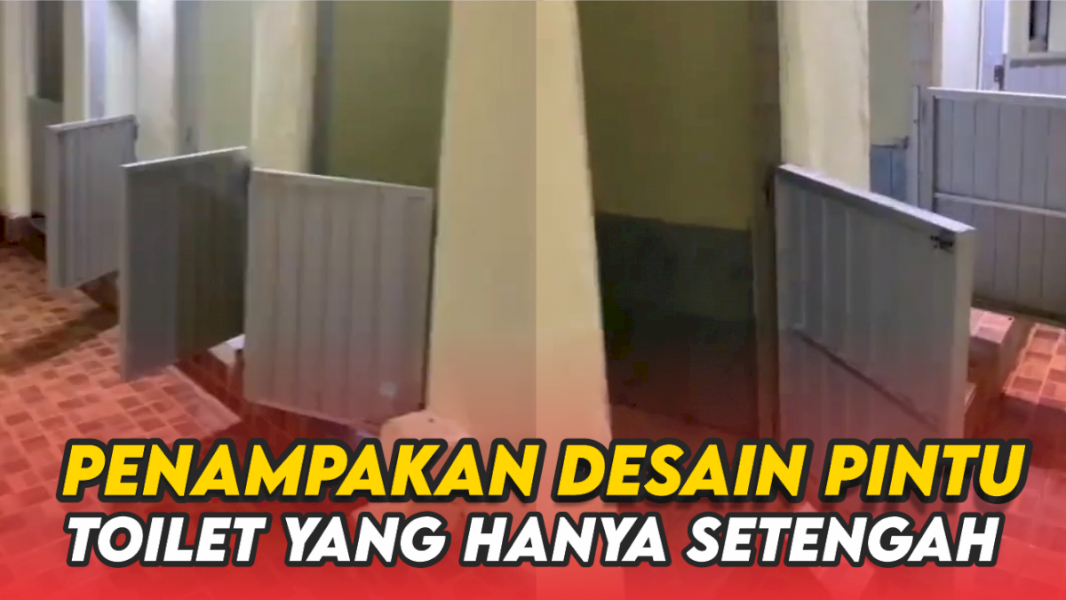 VIDEO: Bikin Bingung, Penampakan Desain Pintu Toilet yang Hanya Setengah