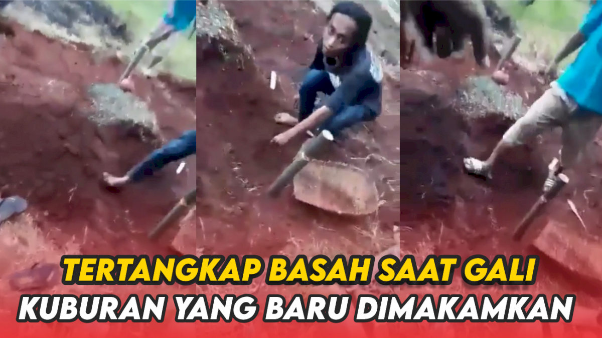 VIDEO: Bikin Geger, Pria Ini Tertangkap Basah saat Gali Kuburan yang Baru Dimakamkan