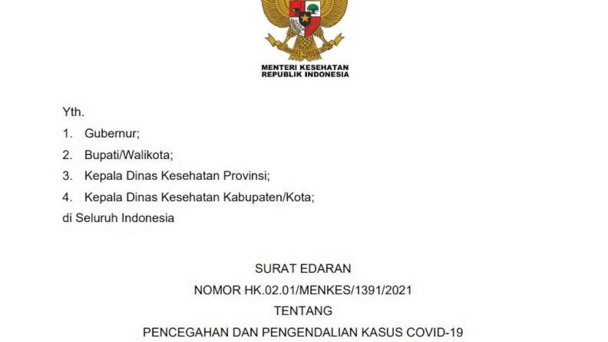 Menkes Terbitkan Edaran Pencegahan dan Pengendalian Varian Omicron Kepada Seluruh Kepala Daerah