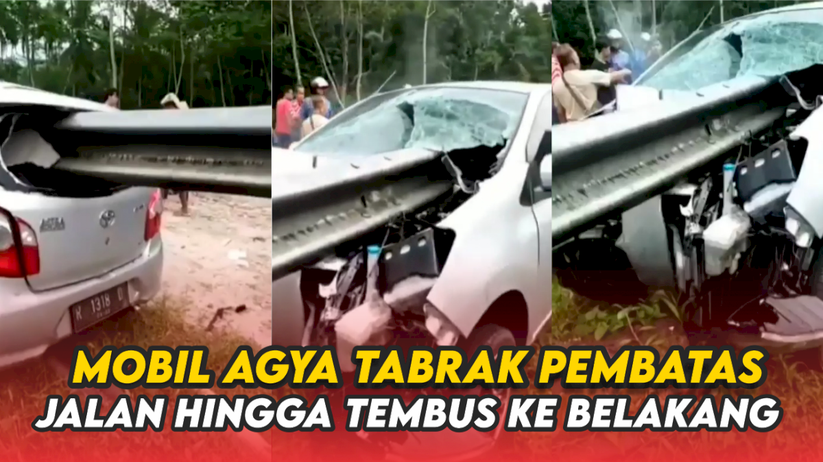 VIDEO: Sopir Hilang Kendali, Mobil Agya Tabrak Pembatas Jalan Hingga Tembus ke Belakang Mobil