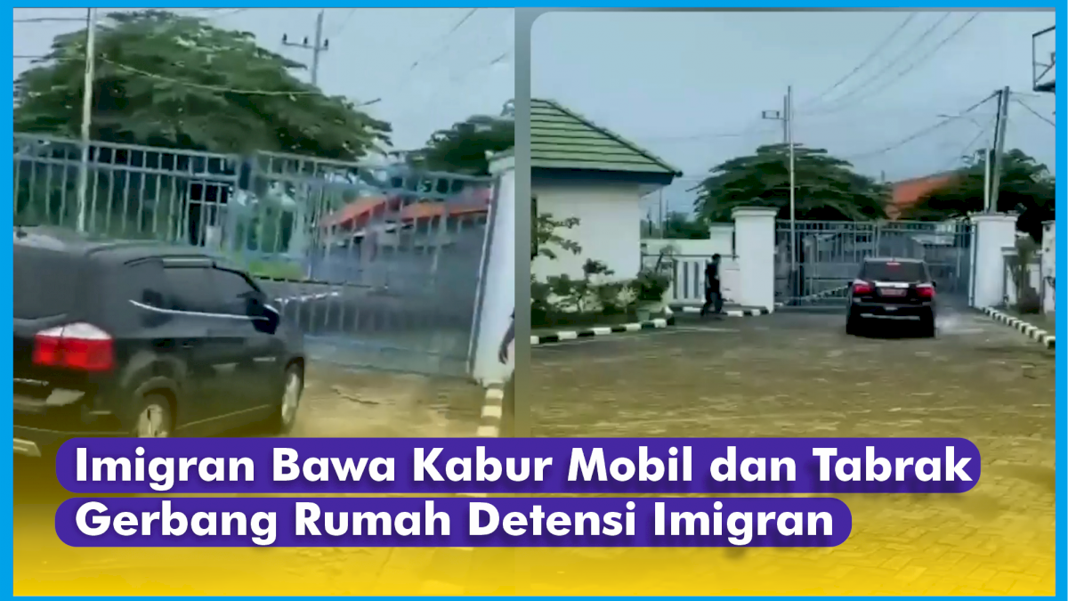 VIDEO: Detik-detik Imigran Bawa Kabur Mobil dan Tabrak Gerbang Rumah Detensi Imigran Pasuruan