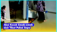 VIDEO: Aksi Kocak Emak-emak Usir Tikut Pakai Sapu