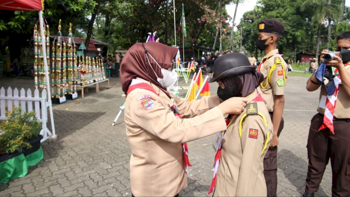 Pramuka MA Syekh Yusuf Gelar Lomba Baris Berbaris di Benteng Somba Opu, Pemkab Gowa Harap Mematuhi Prokes