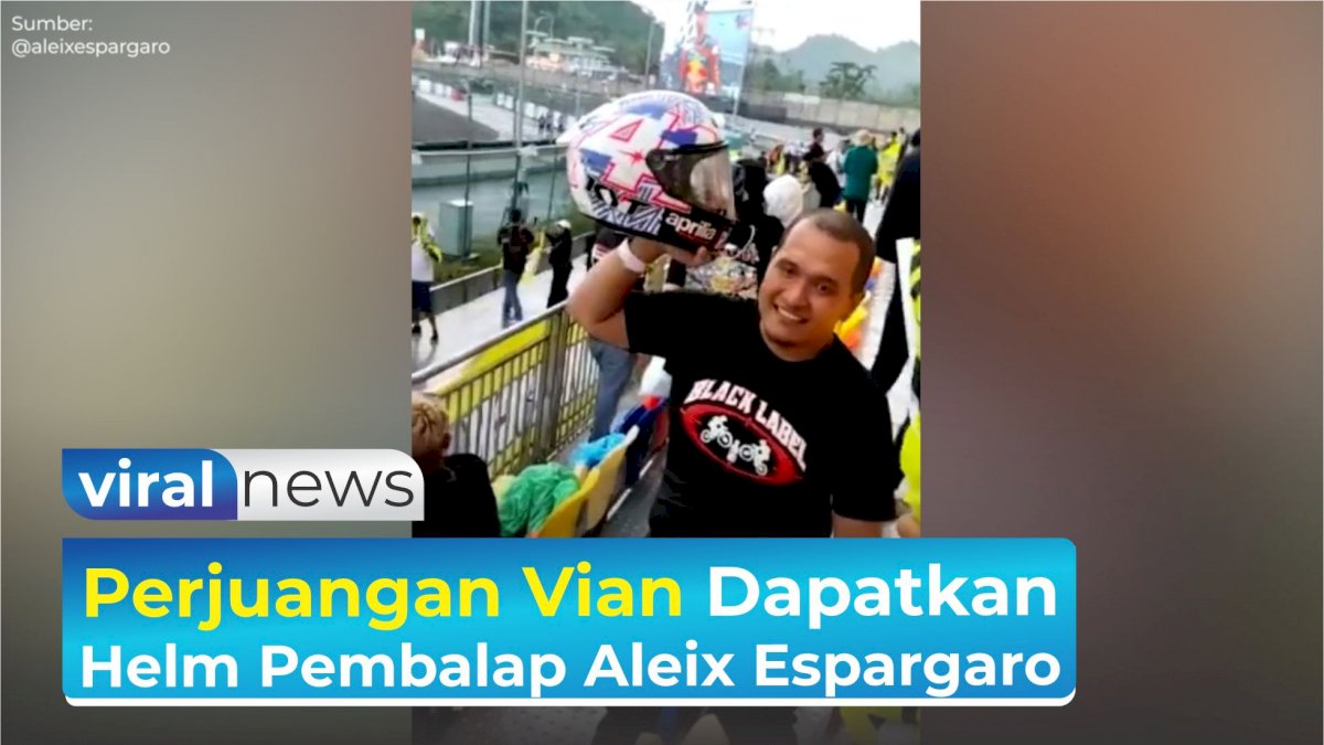 VIDEO: Perjuangan Vian Dapatkan Helm Pembalap Aleix Espargaro, Kepala Sampai Benjol