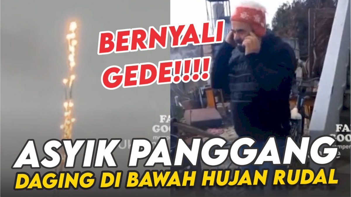VIDEO: Bernyali Gede, Warga Ukraina Asyik Panggang Daging di Bawah Hujan Rudal