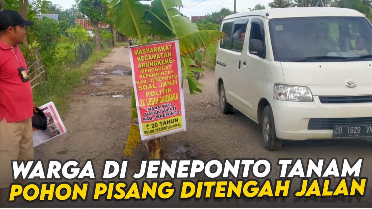 VIDEO: Tagih Janji Politik Bupati Iksan, Warga di Jeneponto Tanam Pohon Pisang Ditengah Jalan