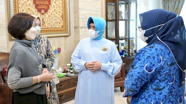 Ketua TP PKK Kota Makassar, Indira Jusuf Ismail, menerima kunjungan silaturahmi Ketua PIPEBI Prov Sulsel (Ist) 