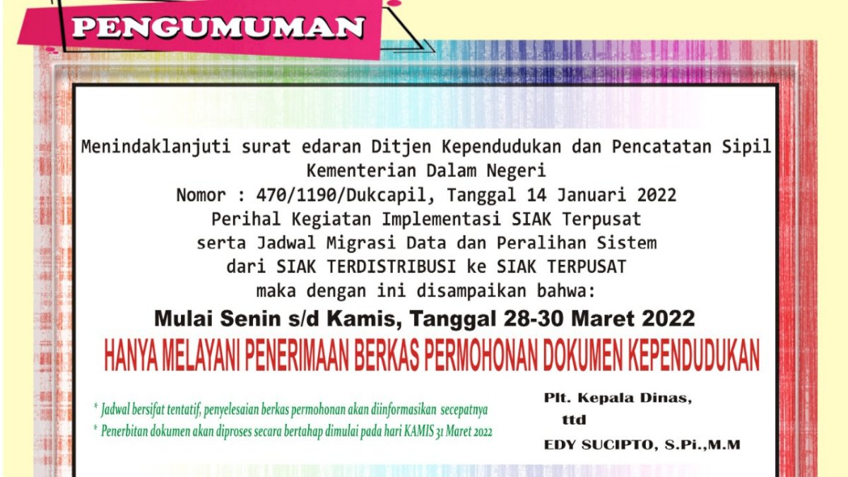 Dinas Dukcapil Gowa Tidak Terbitkan Dokumen Kependudukan Hingga 31 Maret Nanti