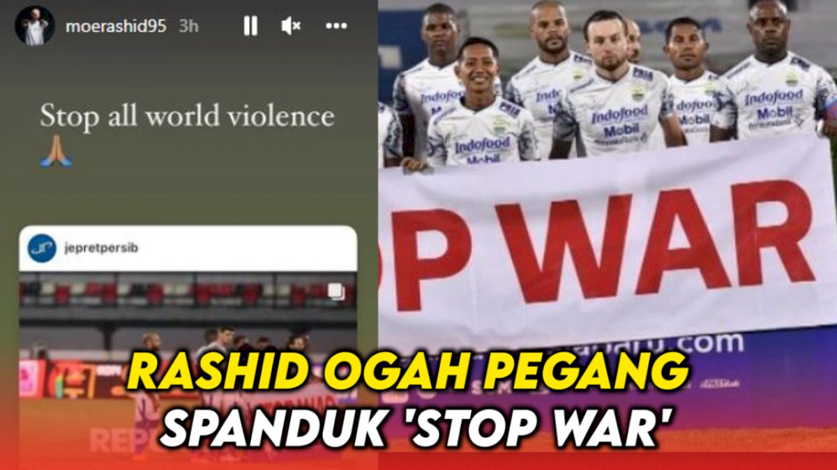 VIDEO: Momen Pemain Persib Rashid Ogah Pegang Spanduk ‘Stop War’