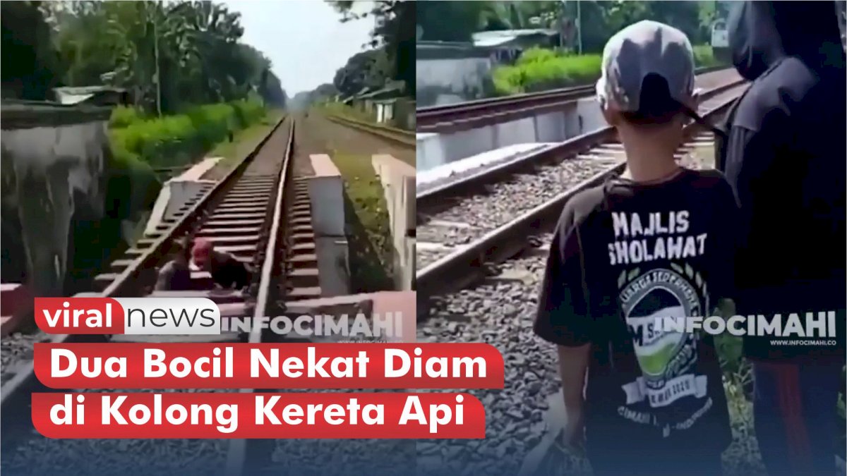 VIDEO: Demi Konten, Dua Bocil Nekat Diam di Kolong Kereta Api