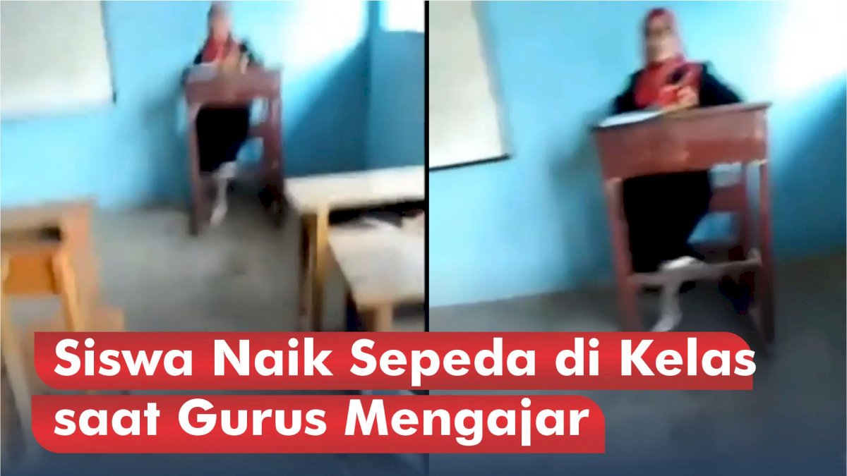 VIDEO: Viral, Aksi Seorang Siswa Naik Sepeda di Kelas saat Guru Mengajar