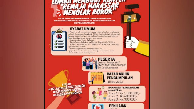 Peringati Hari Tembakau Sedunia 2022, Dinkes Kota Makassar (Ist) 