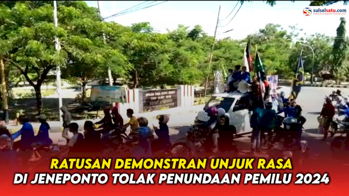 VIDEO: Ratusan Demonstran Unjuk Rasa di Jeneponto Tolak Penundaan Pemilu 2024