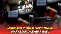 VIDEO: Mobil Bus Tujuan Luwu Timur-Makassar Dilempar Batu di Daerah Pangkep