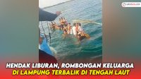 VIDEO: Hendak Liburan, Rombongan Keluarga di Lampung Terbalik di Tengah La