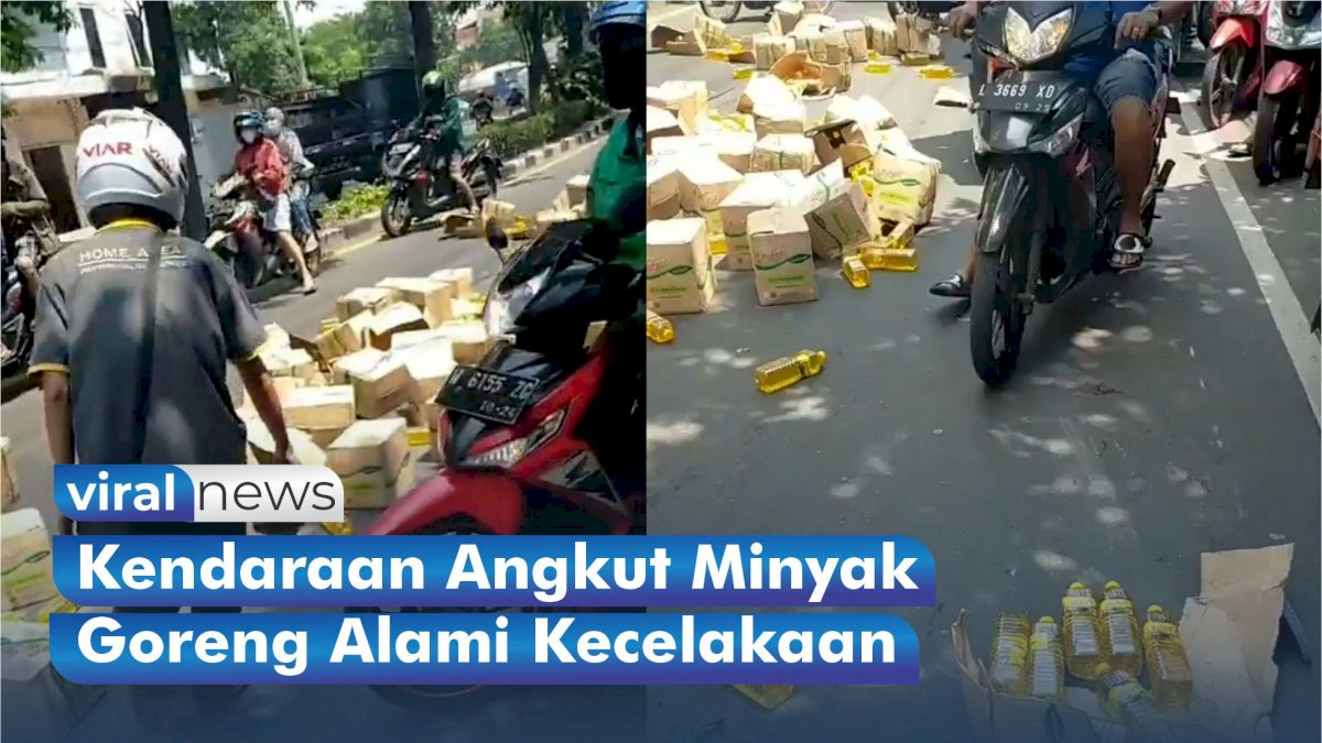 VIDEO: Kendaraan Angkut Minyak Goreng Alami Kecelakaan, Netizen: Salut Sama Warga