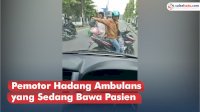 VIDEO: Viral, Pemotor Hadang Ambulans yang Sedang Bawa Pasien