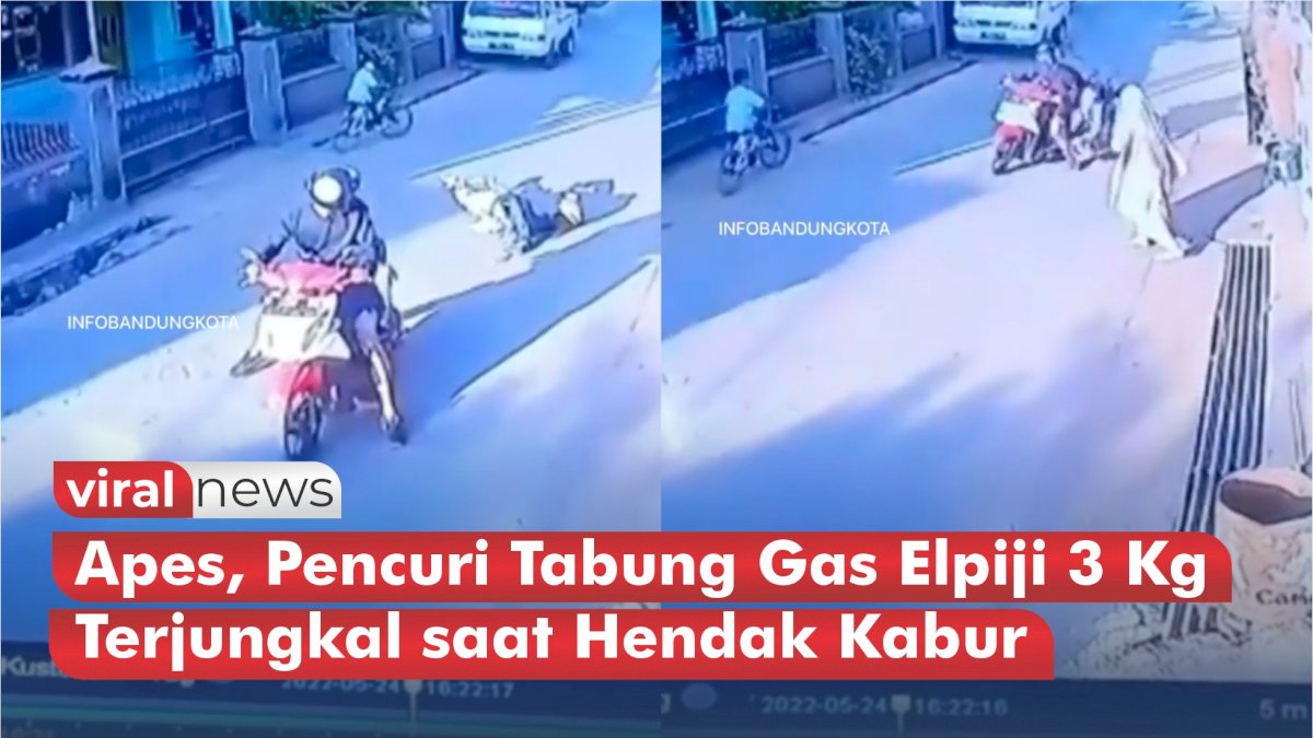 VIDEO: Apes, Pencuri Tabung Gas Elpiji 3 Kg Terjungkal saat Hendak Kabur