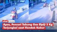 VIDEO: Apes, Pencuri Tabung Gas Elpiji 3 Kg Terjungkal saat Hendak Kabur