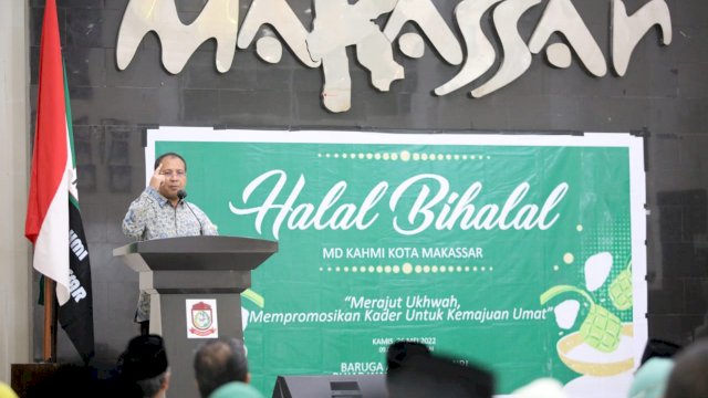 Wali Kota Makassar, Danny Pomanto saat membuka kegiatan Halal Bi Halal, KAHMI Makassar (Ist) 