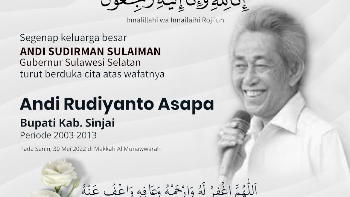 Duka Cita Mendalam Gubernur Sulsel Atas Meninggalnya Mantan Bupati Sinjai Rudiyanto Asapa