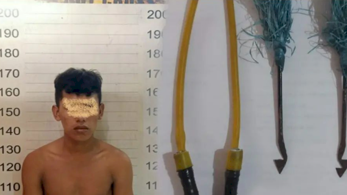 Polisi Amankan Pemuda di Makassar Membawa Anak Panah dan Pelontar