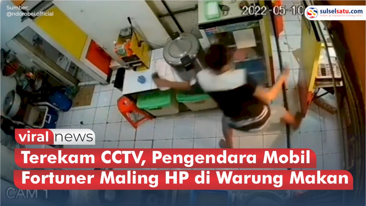VIDEO: Terekam CCTV, Pengendara Mobil Fortuner Maling HP di Warung Makan