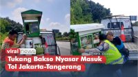VIDEO: Viral, Penjual Bakso Nyasar Masuk Tol Jakarta-Tangerang