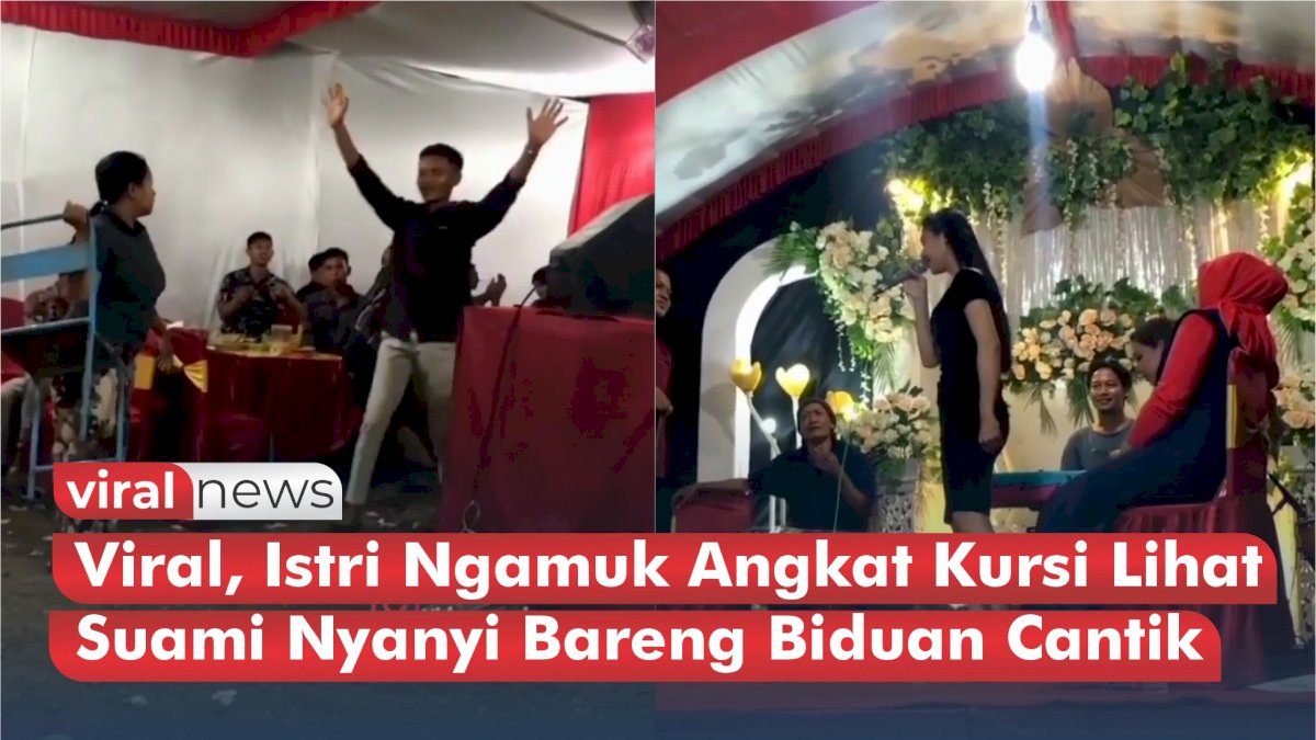 VIDEO: Viral, Istri Ngamuk Angkat Kursi Lihat Suami Nyanyi Bareng Biduan Cantik