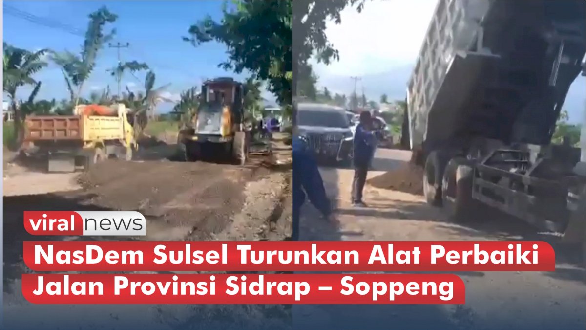 VIDEO: NasDem Sulsel Turunkan Alat Perbaiki Jalan Provinsi Sidrap – Soppeng