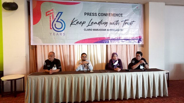 Press conference anniversary Claro Makassar ke-16 di Executive Lounge (Sri Wahyudi Astuti / Sulselsatu.com)
