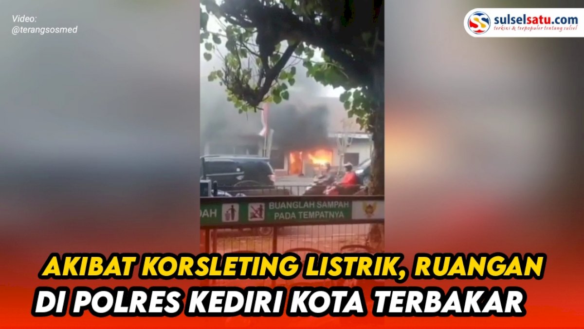VIDEO: Akibat Korsleting Listrik, Ruangan di Polres Kediri Kota Ludes Terbakar