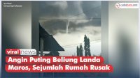 VIDEO: Angin Puting Beliung Landa Maros, Sejumlah Rumah Rusak