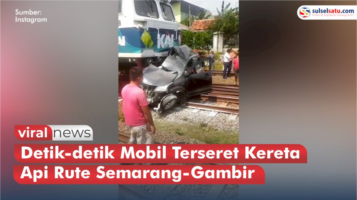 VIDEO: Detik-detik Mobil Terseret Kereta Api Rute Semarang-Gambir