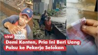VIDEO: Demi Konten, Pria Ini Beri Uang Palsu ke Pekerja Selokan