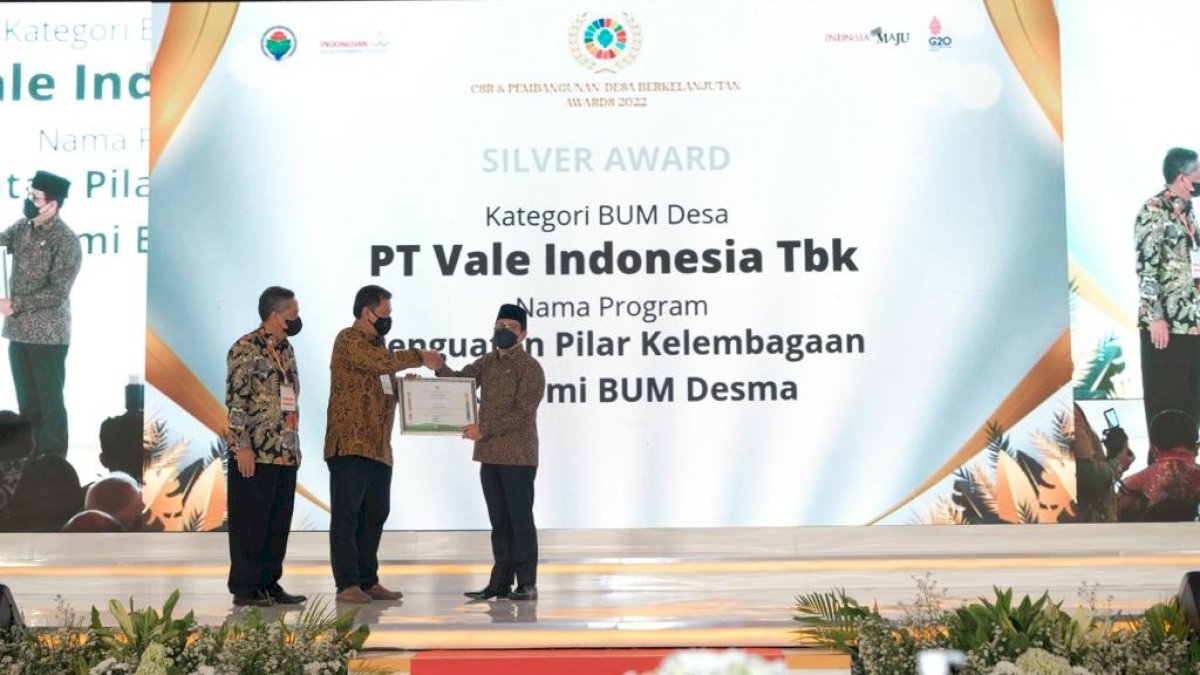 Konsisten Dorong Kemandirian Masyarakat, PKPM PT Vale Raih Award Kemendes PDTT 2022