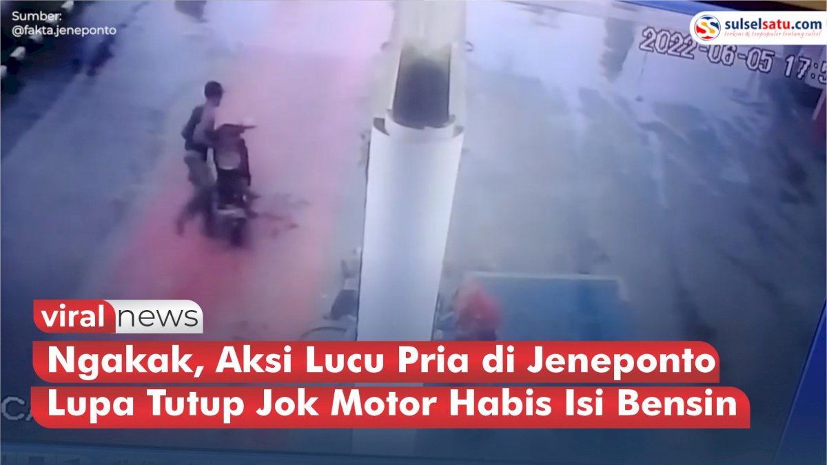 VIDEO: Ngakak, Aksi Lucu Pria di Jeneponto Lupa Tutup Jok Motor Habis Isi Bensin
