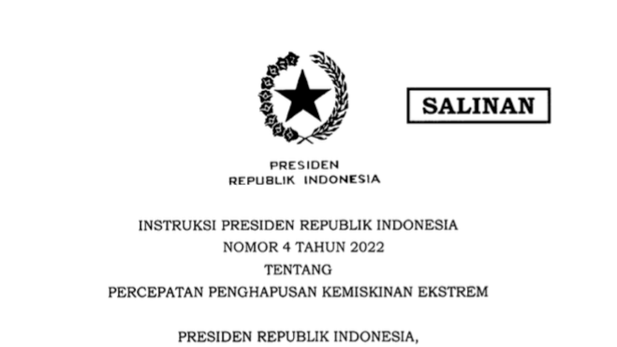 Presiden Jokowi Terbitkan Inpres 4/2022 tentang Percepatan Penghapusan Kemiskinan Ekstrem, Berikut Isinya