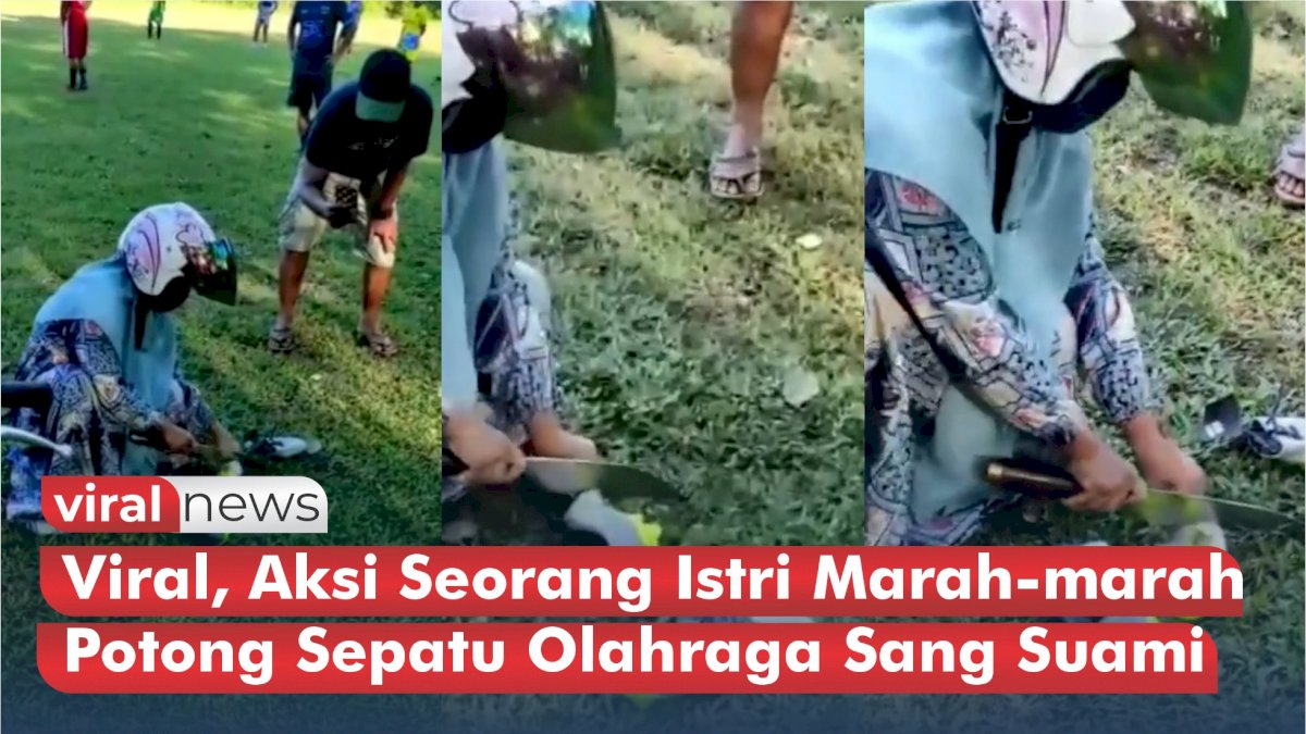VIDEO: Viral, Aksi Seorang Istri Marah-marah Potong Sepatu Olahraga Sang Suami