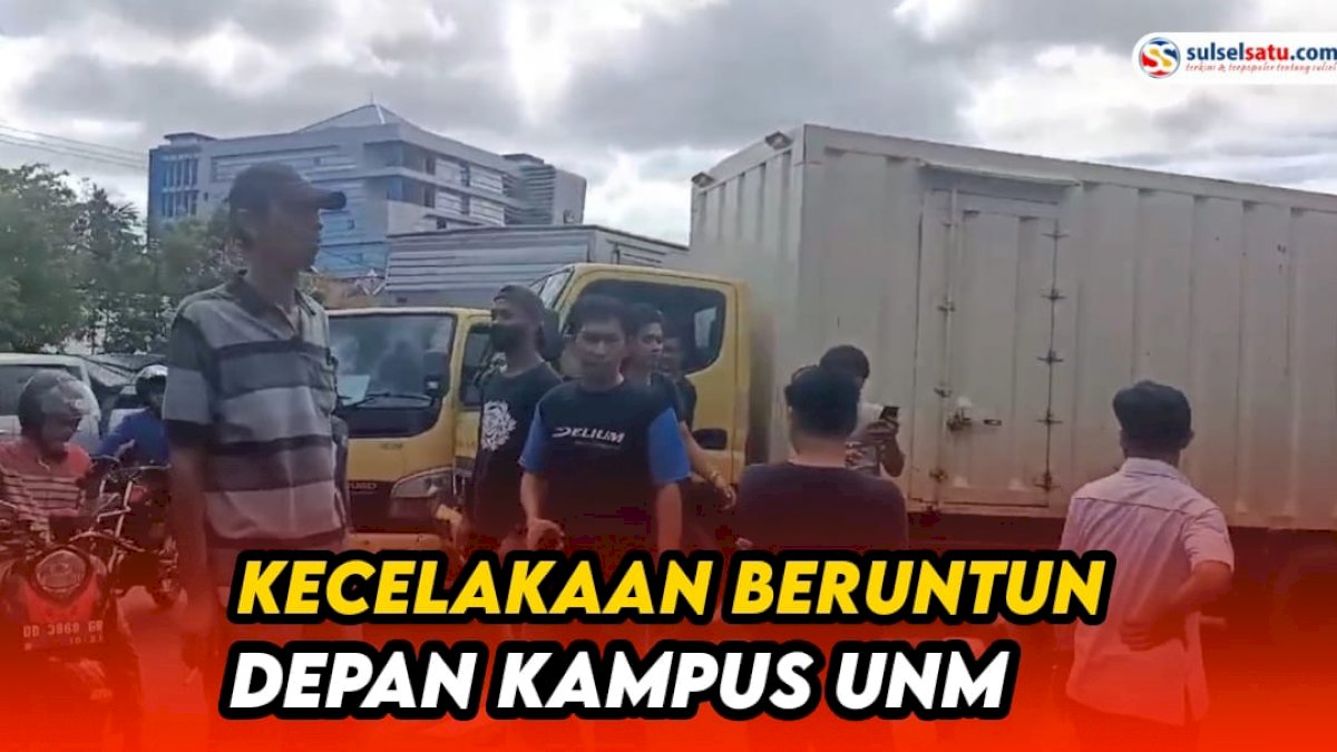 VIDEO: Kecelakaan Beruntun Depan Kampus UNM Makassar